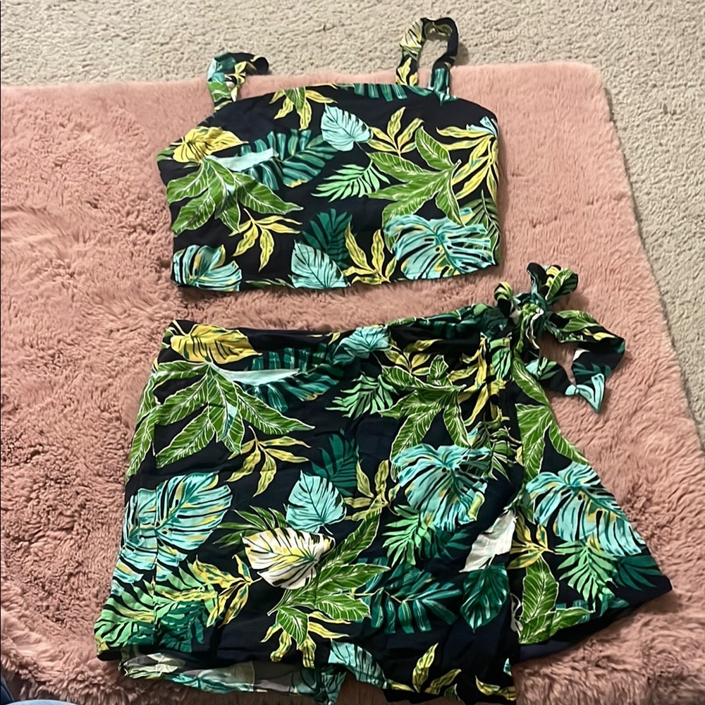 Leaf Print Two-Piece Set